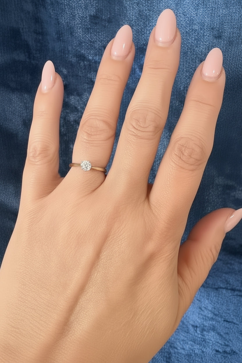 Old European Cut Diamond Solitaire Ring 18ct Yellow Gold & Platinum
