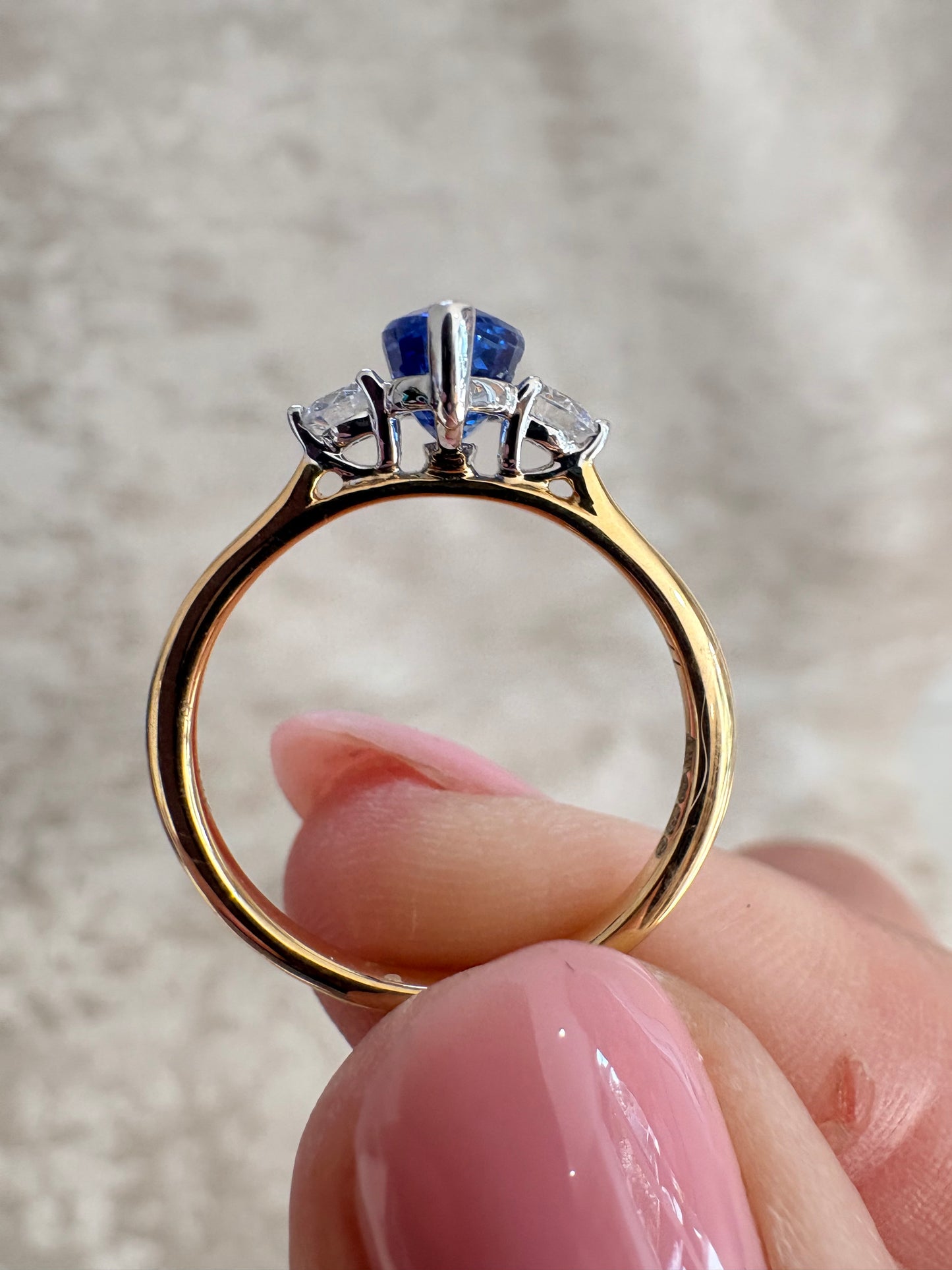 18ct Yellow Gold 1.26ct Blue Marquise Sapphire & Diamond Ring