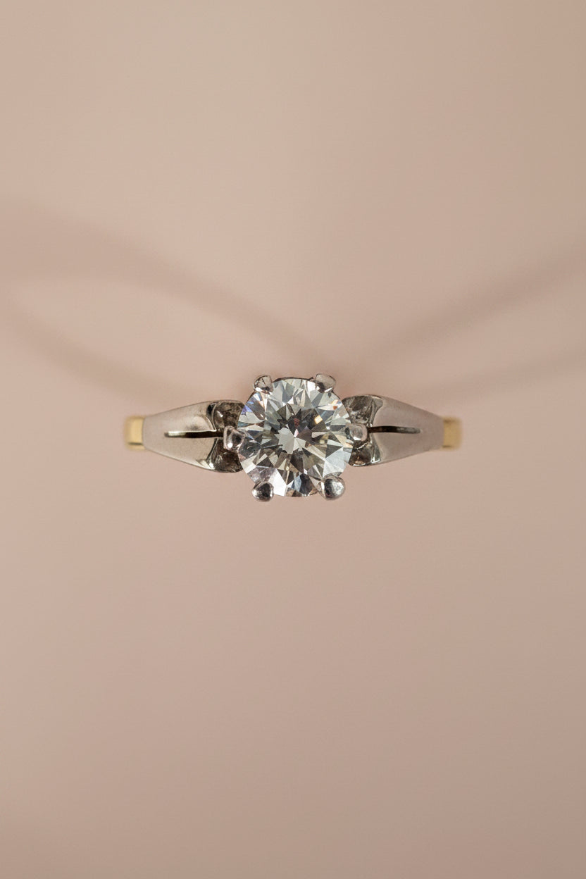 Vintage 18ct Gold Diamond Solitaire Ring | Approx. 0.60ct Round Transitional Cut Diamond