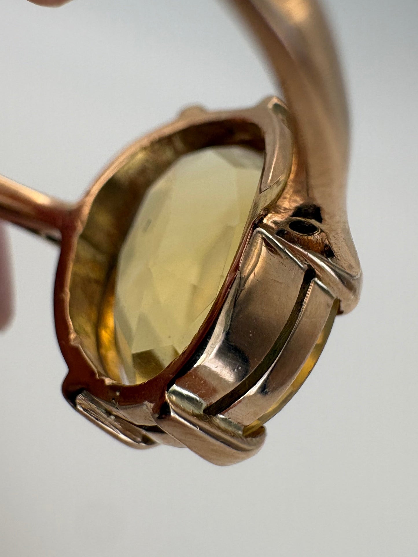 Vintage 9ct Yellow Gold Oval Citrine Statement Ring