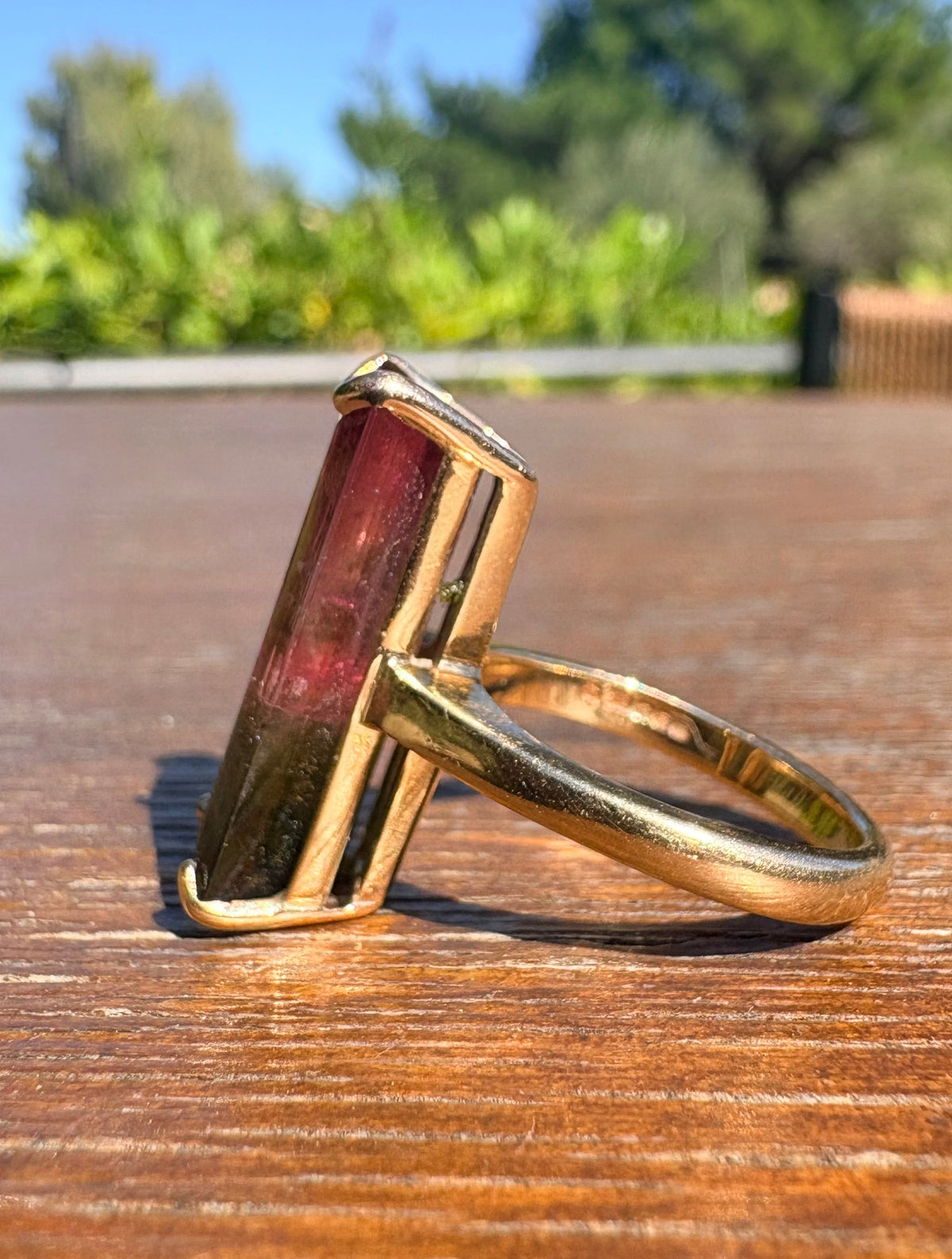 9.97ct Watermelon Tourmaline Statement Ring in 9ct Gold
