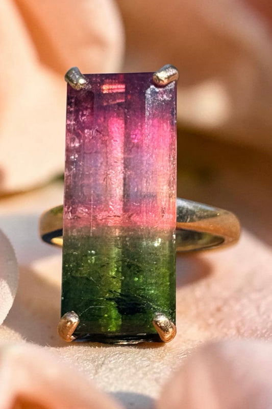 9.97ct Watermelon Tourmaline Statement Ring in 9ct Gold